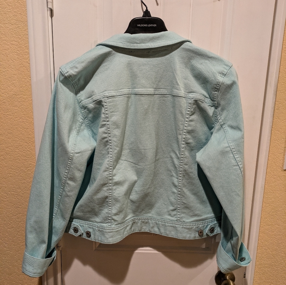 Talbots Stretch Jean Jacket   XL color Teal - Picture 15 of 16